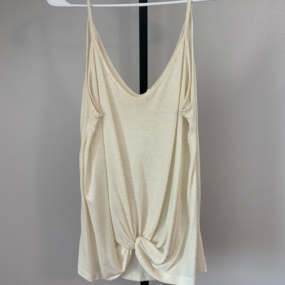 Wishlist Cream Relaxed KnotFront Tank - Picture 3 of 16